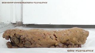 Mature chubby lady in glasses spread legs for poop