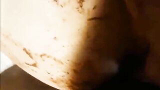 Skinny teen gets ass fucked with shit