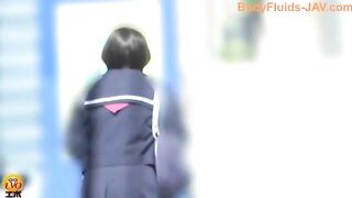 Young Japanese schoolgirl pooping