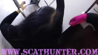 Dirty chubby ass lady pooping for slave