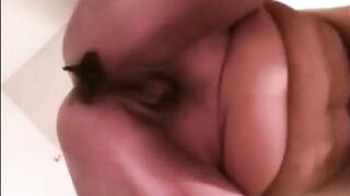 Big belly woman shitting in hot closeup