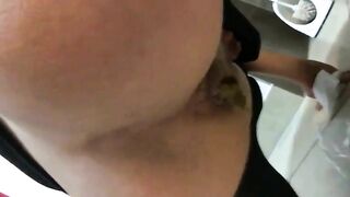 Masked sexy babe pooping heavily