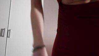 Cute blonde teen girl in lingerie pooping