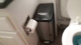 Cute blonde with chubby ass love toilet poop