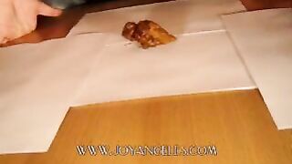 Blue jeans girl drops thick long turd