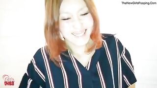 Naughty girl showing her pussy while pooping