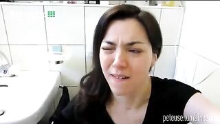 Amateur lovely brunette gal poops