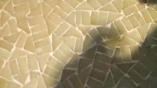 Hot looking blonde lady pooping at home