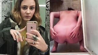 Cam girl teasing and pooping at home