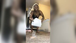 Ebony maid and her hot poop