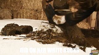 City girl Emily covered in cowshit