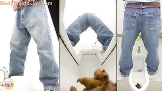 Japanese young babe love hard pooping