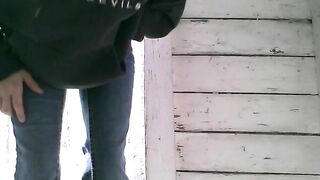 Cute girl's outside poo solo