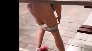 Drunk russian girl poops outdoor