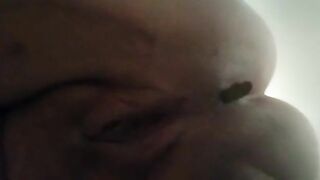 Chubby and busty girl pooping