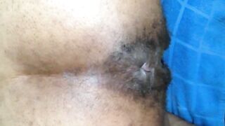 Beautiful ebony hairy asshole poo