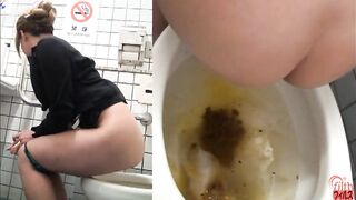 Japanese hot babe shitting in western toilet