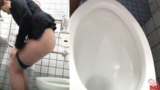 Japanese hot babe shitting in western toilet