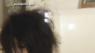 Gabbay poop teasing in her bathtub