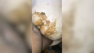 Beautiful poop covered ass drilled
