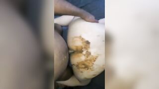 Beautiful poop covered ass drilled