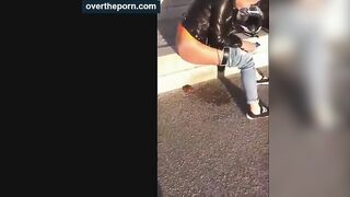 Girl films her drunk friend shitting heavily in outdoor