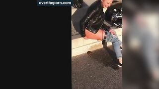 Girl films her drunk friend shitting heavily in outdoor
