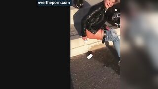 Girl films her drunk friend shitting heavily in outdoor