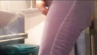 Hot babe shitting in her white panty