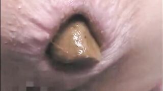 Girl shitting a very big turd POV