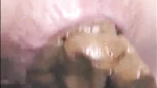 Girl shitting a very big turd POV