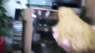 Girl shitting big pile on her lovely hand