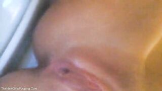 Cute blonde girl Haley shit closeup