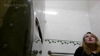 Cute chubby blonde girl poops