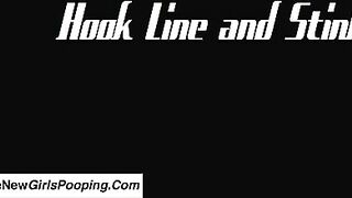 Curly haired amateur lady poops