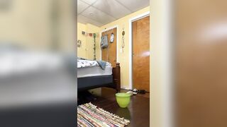 Cute chubby girl pooping on the carpet