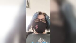 Amateur masked milf poops hard