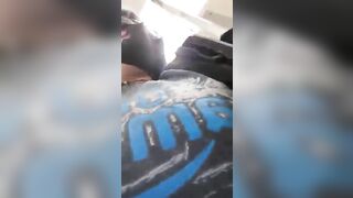 Amateur masked milf poops hard