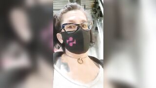 Masked covered milf and hard poop