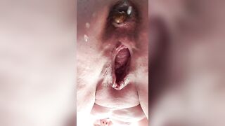 Closeup of dirty pussy and pooping asshole