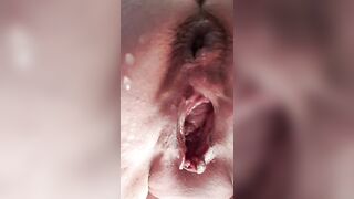 Closeup of dirty pussy and pooping asshole