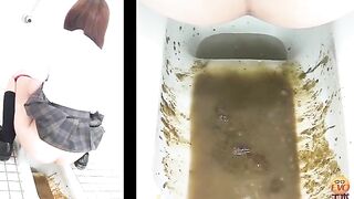Japanese girl's huge enema expulsion session