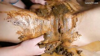 Kinky scat lesbians smearing