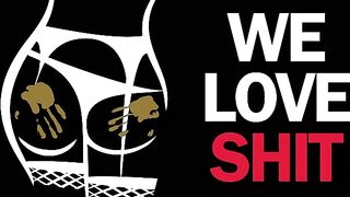 Babe in leather dress pooping