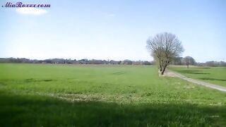 Pooping on the edge of a field