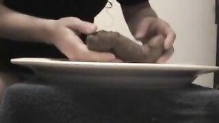 Pooping heavily on the plate