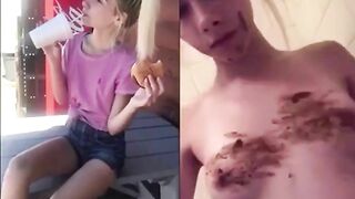 Cute skinny girl Natalie shit smearing compilation