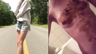Cute skinny girl Natalie shit smearing compilation