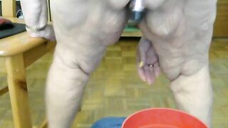 Granny with saggy ass dropping poop