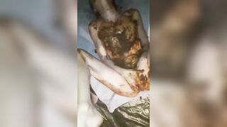 Skinny lady covered in shit while getting nailed